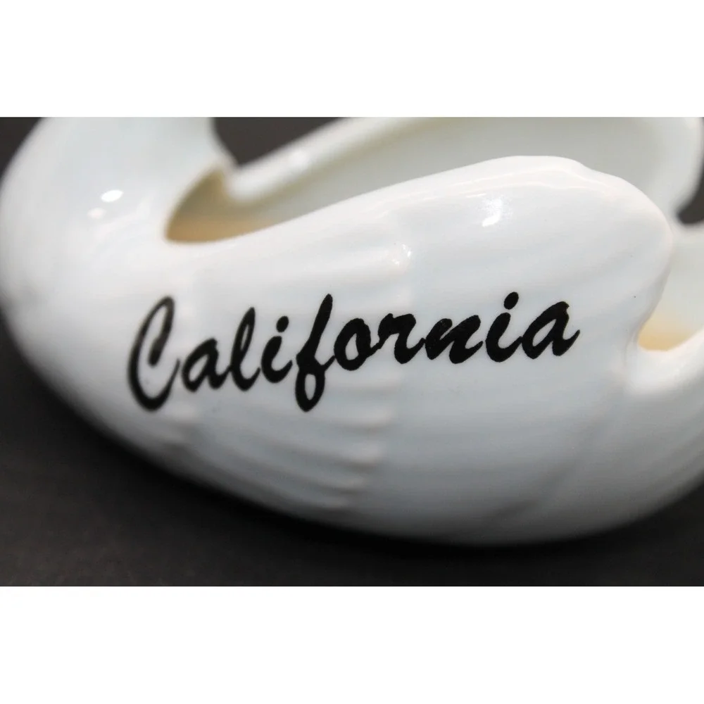 Vintage California Swan Candle Holder Light Blue Porcelain Made in Japan 4